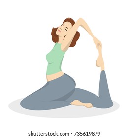 Isolated woman doing yoga on white background.