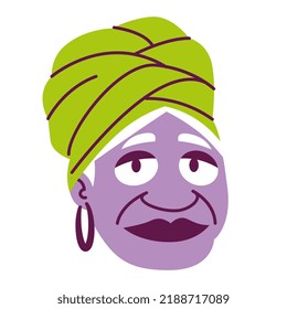 Isolated woman face hat old hair comic people vector Illustration