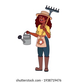 Isolated woman with garden tools - Vector illustration