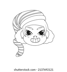 Isolated woman hat christmas draw borderline cute face vector illustration
