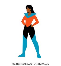Isolated woman hero brunette supergirls vector illustration