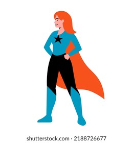 Isolated woman hero red head supergirls vector illustration
