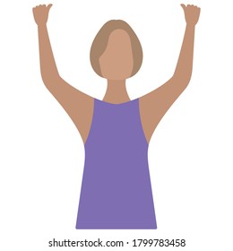 Isolated woman icon. Woman with hands up - Vector