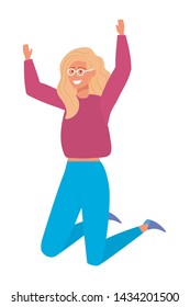 Isolated woman junping design vector illustrator