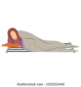 Isolated woman lying on a mat over a qhite background - Vector