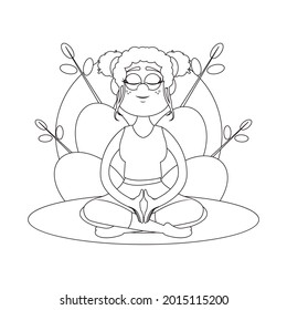 Isolated woman meditating Yoga Healthy lifestyle Vector illustration