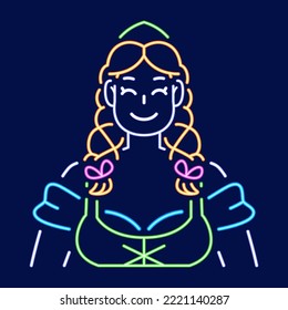 Isolated woman neon oktoberfest vector illustration