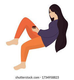 Isolated woman sitting resting - Vector illustration design