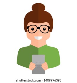 Isolated woman with a smartphone - Vector illustration