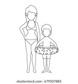 isolated women and boy