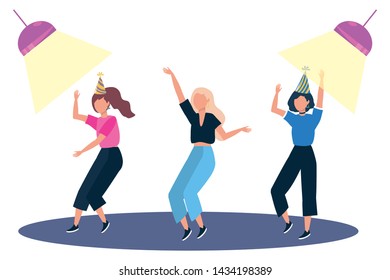 Isolated women dancing design vector illustrator