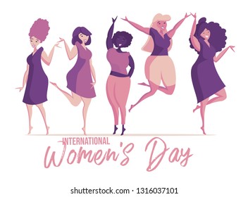 Isolated women. International Women's Day. Design templates for postcard, poster