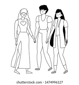 Isolated women and man vector design