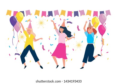 Isolated women in a party design