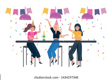 Isolated women in a party design