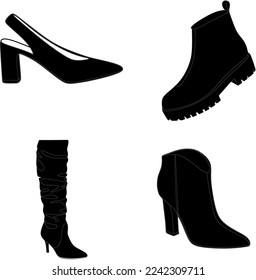 Isolated women shoes vector set on white background