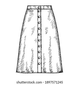 isolated, women's skirt, sketch hand drawn