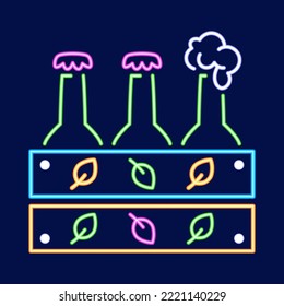 Isolated wood bottle neon oktoberfest vector illustration