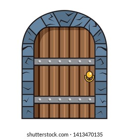 Isolated wood and medieval door  vector illustration