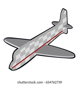 Isolated wooden airplane toy on a white background, Vector illustration