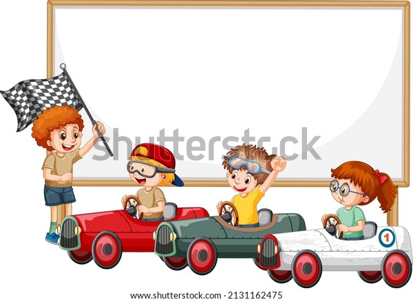 Isolated wooden\
banner with children\
illustration