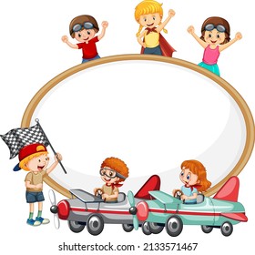 Isolated wooden banner with happy  illustration