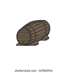 isolated wooden barrel, vector illustration