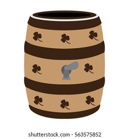 Isolated wooden beer barrel on a white background, Vector illustration