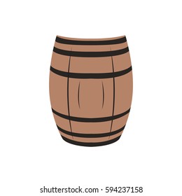 Isolated wooden beer barrel on a white background, Vector illustration