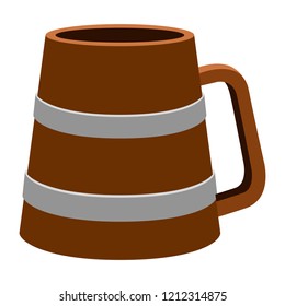 Isolated wooden beer mug. Vector illustration design