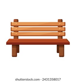 Isolated Wooden Bench Furniture Vector Illustration