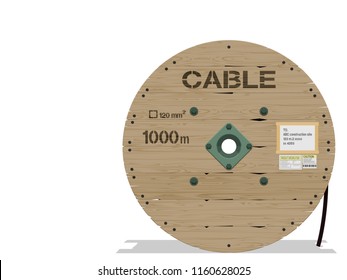 Isolated wooden cable roll o transparent background