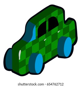 Isolated wooden car toy on a white background, Vector illustration