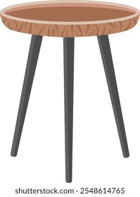 Mesa de café de madeira isolada em estilo plano. Ilustração vetorial.