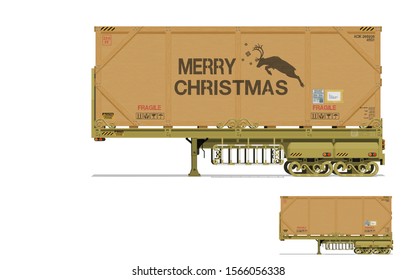 Isolated wooden container on sleigh trailer

