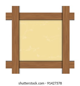 Isolated wooden frame for photo. Vector illustration.