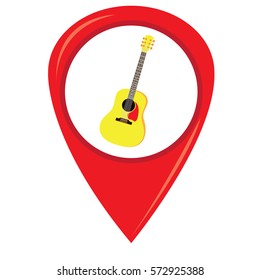 Isolated wooden guitar on a pin, Vector illustration