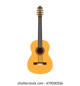 Isolated wooden guitar on a white background, Vector illustration