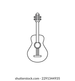 Isolated wooden guitar outline icon Flat design Vector
