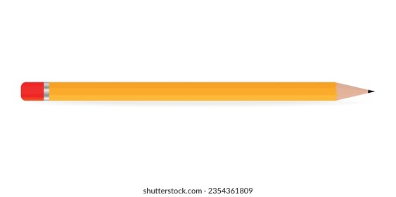 Isolated wooden pencil on pure white transparent background. eps 10