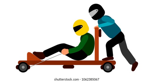 Isolated wooden racing car icon
