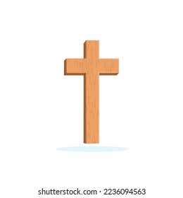 Isolated wooden religious cross. Church item