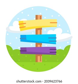Isolated wooden signals on a road camping sticker Vector