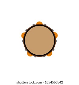 Isolated wooden tambourine. Pandeiro flat image in vector. Ethnic traditional instrument is used in samba and capoeira music. Brazilian hand drum. Latin percussion.