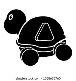 Isolated wooden turtle toy shaped car icon - Vector