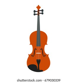 Isolated wooden violin on a white background, Vector illustration