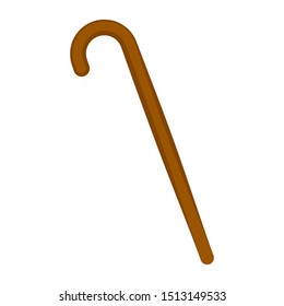 Isolated wooden walking stick on a white background - Vector