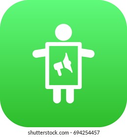Isolated Worker Icon Symbol On Clean Background. Vector Man With Banner Element In Trendy Style.