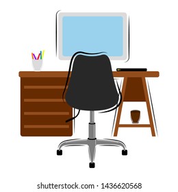 Isolated workstation image on a white background - Vector