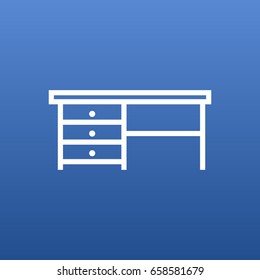 Isolated Worktop Outline Symbol On Clean Background. Vector Desk Element In Trendy Style.